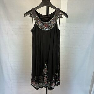 Sue Wong Nocturne 100% Silk Heavily Beaded Trapeze Dress 8